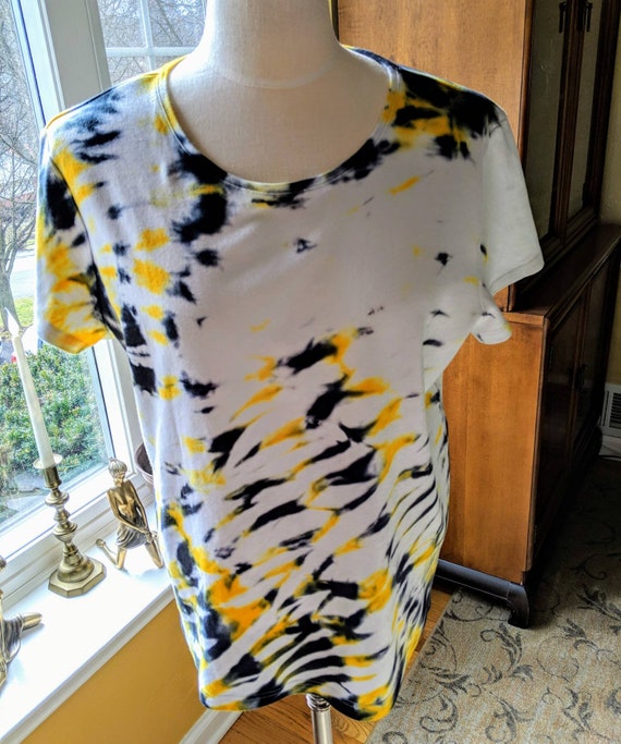 yellow and white tie dye sweatshirt