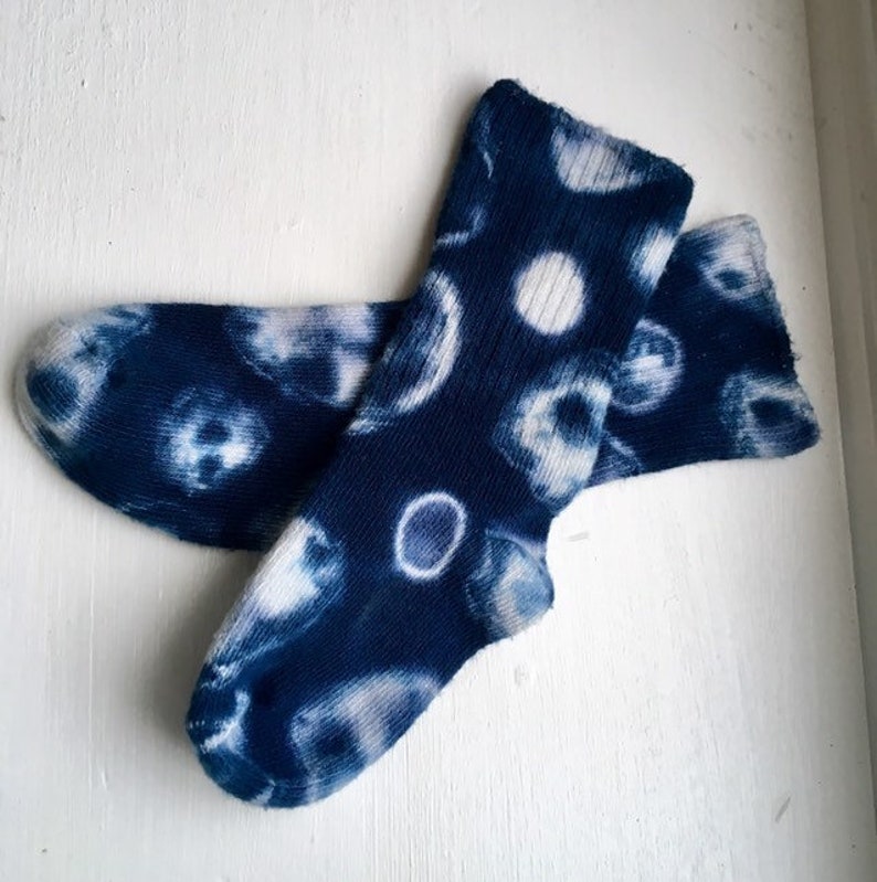 Kids Tie Dye Socks Blue and White Childrens Socks Soft Polkadot Socks for Toddler Hippie Kids One of a Kind Gift Size 4T