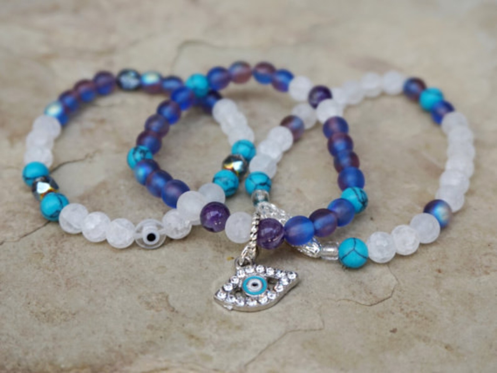 Evil Eye Bracelet Set Beaded Bracelet Set Boho Bracelet Etsy