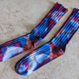 Tie Dye Socks, Women&#39;s Medium Cotton Blend Socks, Unique, Tie Dye Socks, One of a Kind, Boho Socks, Size 7-9