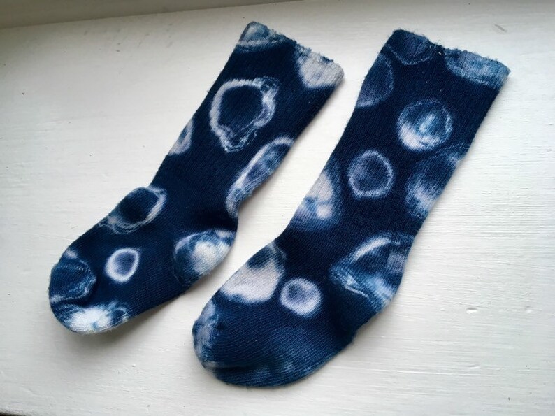 Kids Tie Dye Socks Blue and White Childrens Socks Soft Polkadot Socks for Toddler Hippie Kids One of a Kind Gift Size 4T