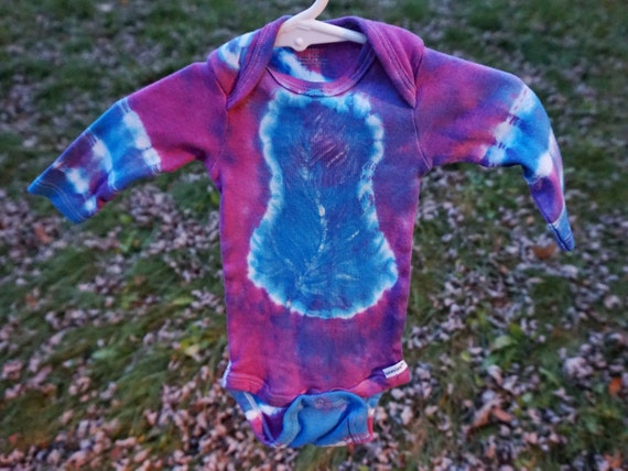 Tie Dye With Batik Feather One Piece For Baby Purple And Blue Etsy Singapore