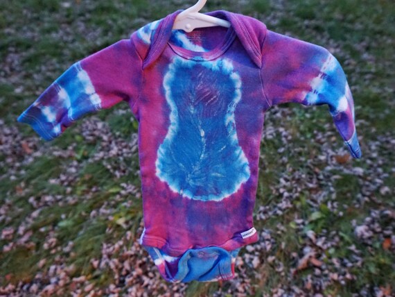 Tie Dye With Batik Feather One Piece For Baby Purple And Blue Etsy Singapore