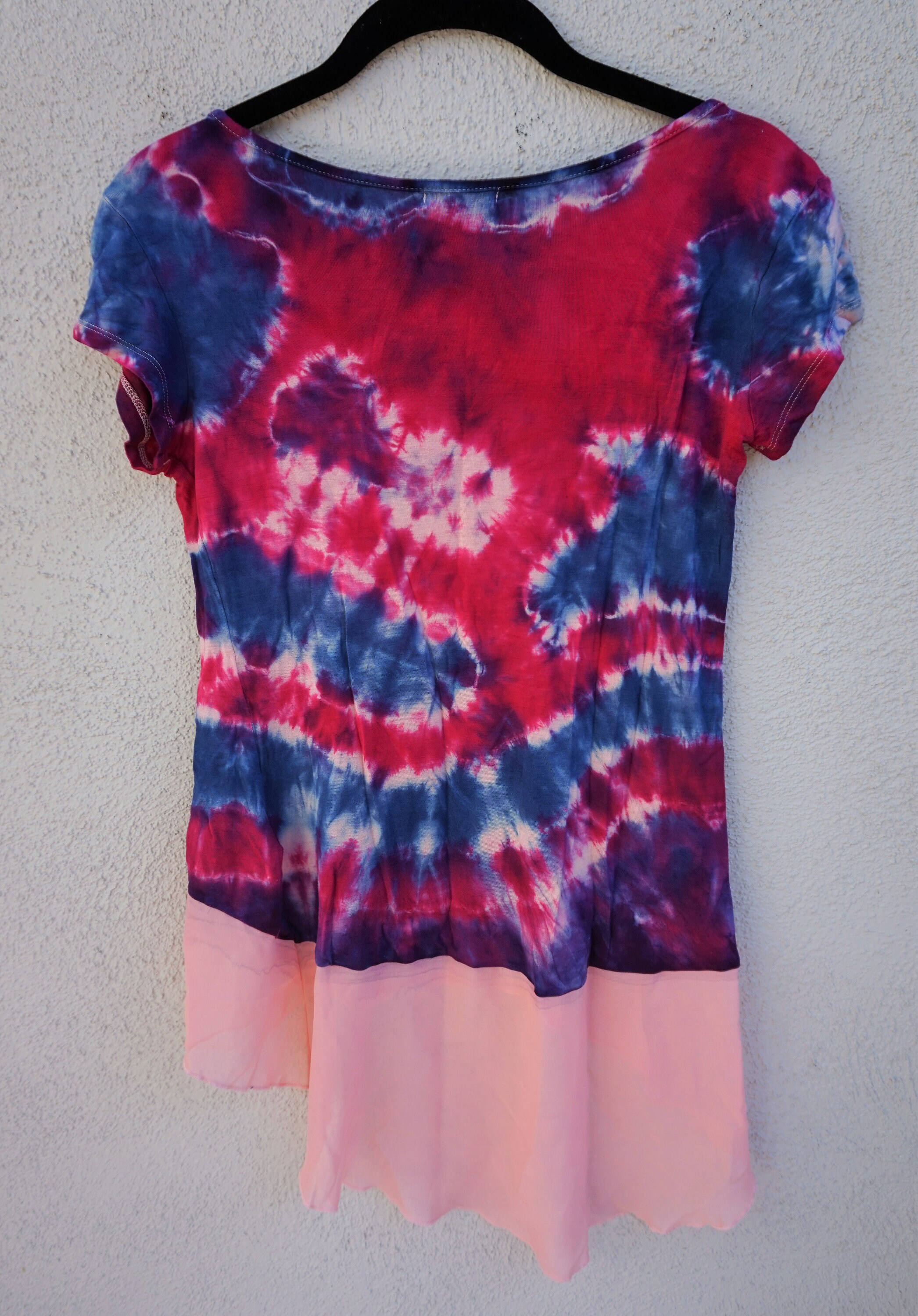 Women's Pink Tie Dye Tshirt Short Sleeve High Low Sheer Etsy
