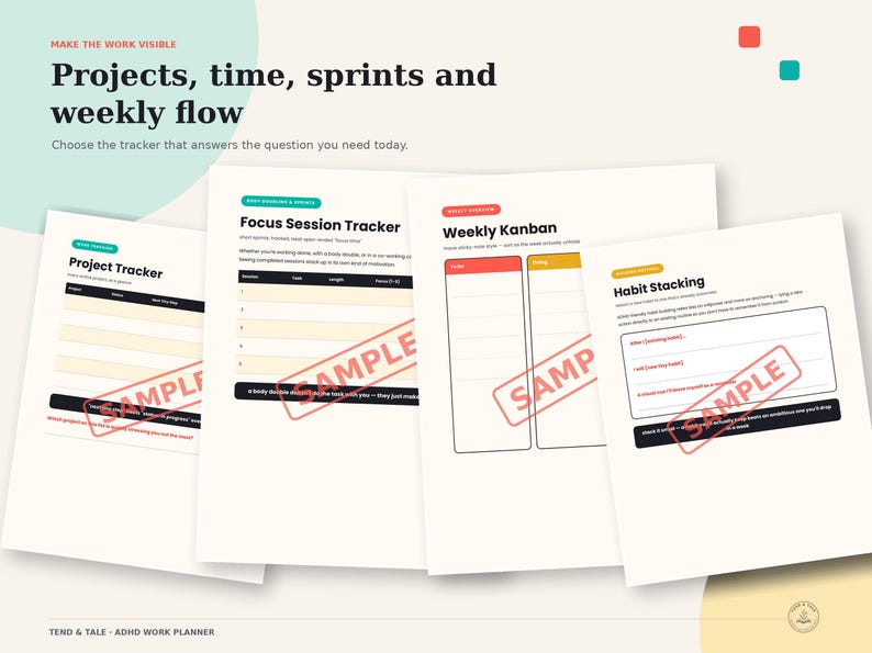ADHD Work Planner Printable PDF: Task Breakdown, Time Blocking ...