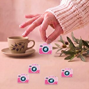 Pink Camera Embroidered Iron-On Patch (1.97x1.77in)