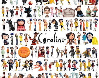 Coraline PNG Bundle, Coraline Clipart PNG, Coraline Birthday PNG, Coraline Sublimation, Coraline Party Designs, Digital Download