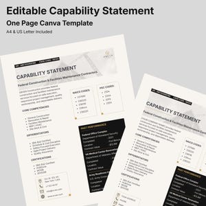 Editable Canva Capability Statement Template for GovCon and Small Business (A4 and US Letter)