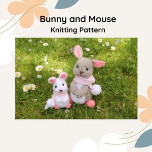 Grey Bunny & mouse knitting pattern PDF