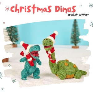 Christmas Dinosaurs Crochet Pattern PDF