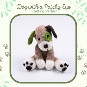 Dog with a patchy eye Knitting Pattern PDF