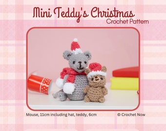 Mini Teddy's Christmas Crochet Amigurumi Pattern PDF