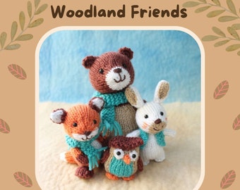 KNITTING PATTERN PDF Woodland Friends: Bear, Fox, Hare, and Owl