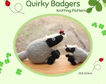 Quirky Badgers Mummy and Baby & Ladybird Knitting Pattern PDF