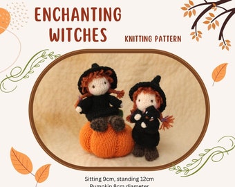 Enchanting Witches Girl Dolls Knitting Pattern PDF