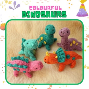 Colourful Dinosaurs Set Knitting Pattern PDF