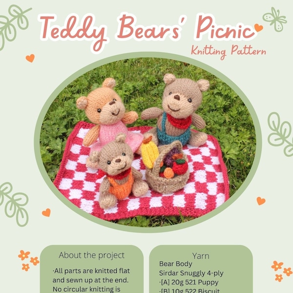 Teddy Bears' Picnic Knitting Pattern PDF