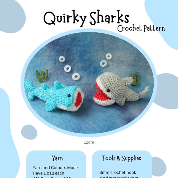 Quirky Amigurumi Sharks Crochet Pattern PDF