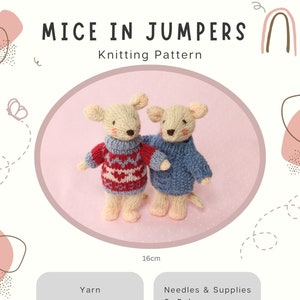 Mice In Jumpers Knitting Pattern PDF