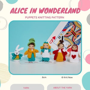 Alice in Wonderland Finger Puppets knitting pattern PDF