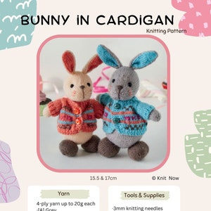 Bunnies in Cardigan knitting pattern PDF