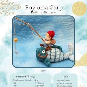 Boy on a Carp Knitting Pattern PDF