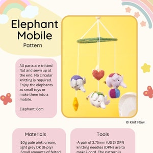 Elephant Mobile Knitting Pattern PDF image 1