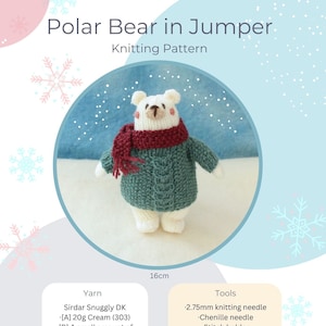 Polar Bear in Cable Jumper Knitting Pattern PDF