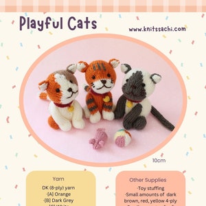Knitting Pattern PDF Playful Cats