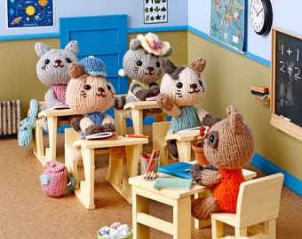 Cat School Knitting Pattern PDF