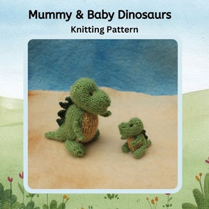 Mummy and baby dinosaurs knitting pattern PDF image 1