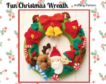 35cm Fun Christmas Wreath Knitting Pattern PDF