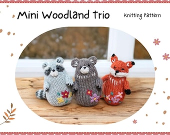 Mini Woodland Trio Knitted Woodland Animal Knittin Pattern PDF