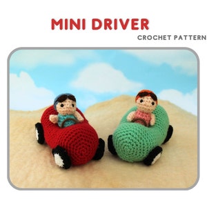 Mini Amigurumi Driver and Car Crochet Pattern PDF.