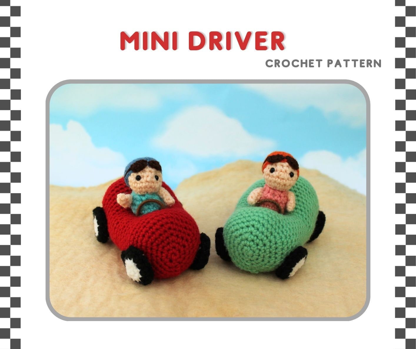 30 Crochet Car Patterns to Stitch Fun Vehicles, Classic Cars, and Cute Amigurumi Designs 34 Mini Amigurumi Driver and Car Pattern