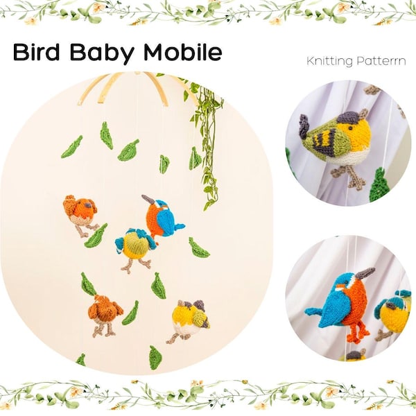 Hand-Knitted Bird Baby Mobile Knitting Pattern PDF
