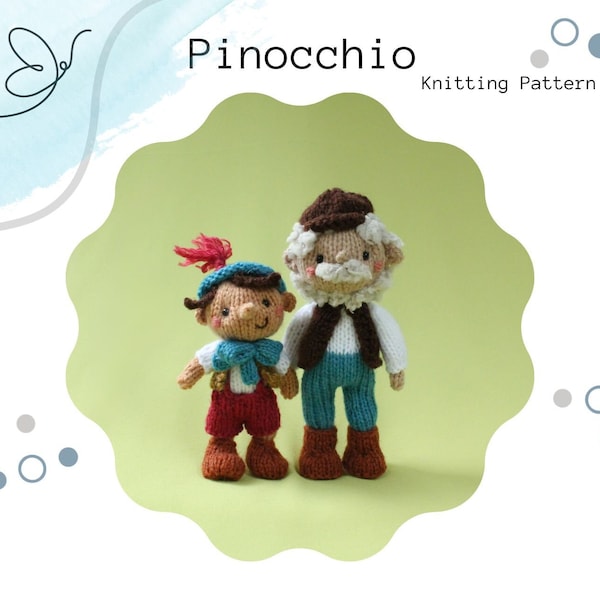 Modèle de tricot PDF pour poupées Pinocchio et grand-père