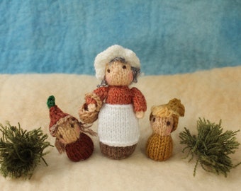 Waldorf Inspired Knitted Mother Earth and Root Children Set (B)