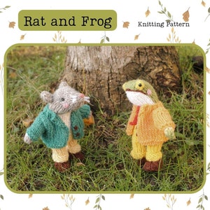 The Wind in the Willows Inspired Knitted Animals Rat and Frog, Knitting Pattern PDF