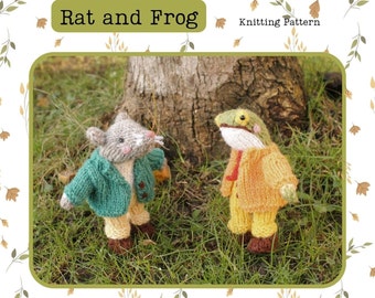 The Wind in the Willows Inspired Knitted Animals Rat and Frog, Knitting Pattern PDF