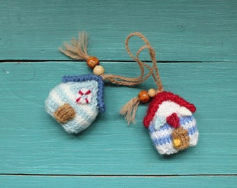 Knitted Beach Hut Charms Set