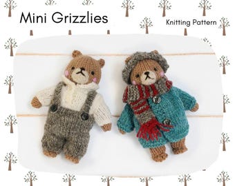Mini Grizzly Bear Knitting Pattern PDF