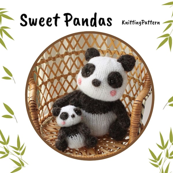 Sweet Pandas Knitted Panda Knitting Pattern PDF