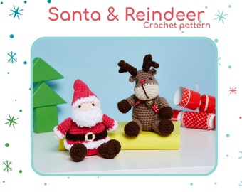 Santa and reindeer crochet pattern PDF