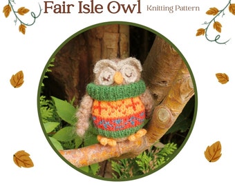 Fairisle Owl Knitted Owl in Jumper Knitting Pattern PDF