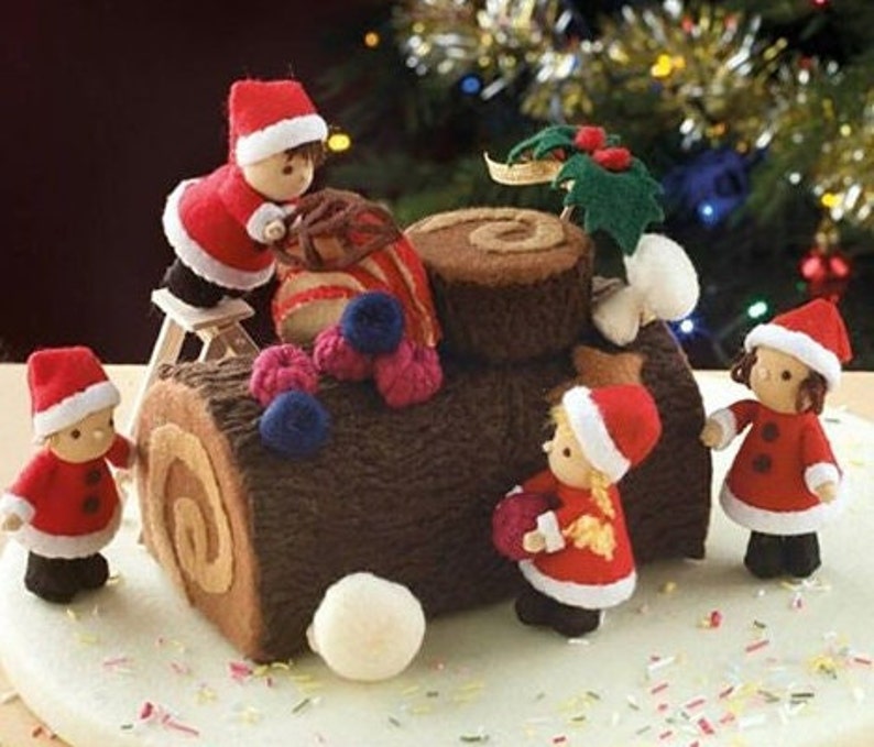 Felt Christmas Yule Log and Decorating Children Set Etsy