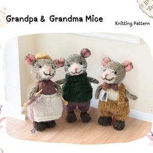 Grandpa and Grandma Mice, Knitted Mouse Knitting Pattern PDF