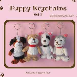 KNITTING PATTERN PDF: Puppy Keychains Set 2