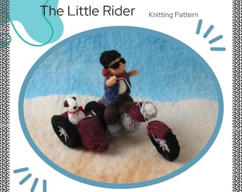 The Little Rider, The Knitted Motorcycle Rider with the Dog in the Sidecar, Knitting Pattern PDF