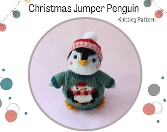 Christmas Jumper Penguin Knitting Pattern PDF Knitted Penguin & Sweater